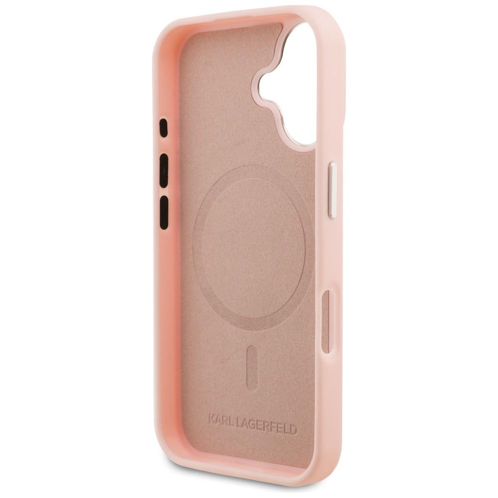 Karl Lagerfeld Initial & Metal Logo MagSafe Case for iPhone 16 Pink