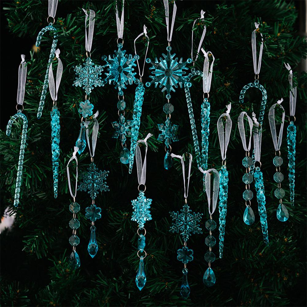 Acrylic 20 Piece Christmas Ornament Set Snowflakes Icicles Candy Canes for Festive Tree Garland and Home Decoration