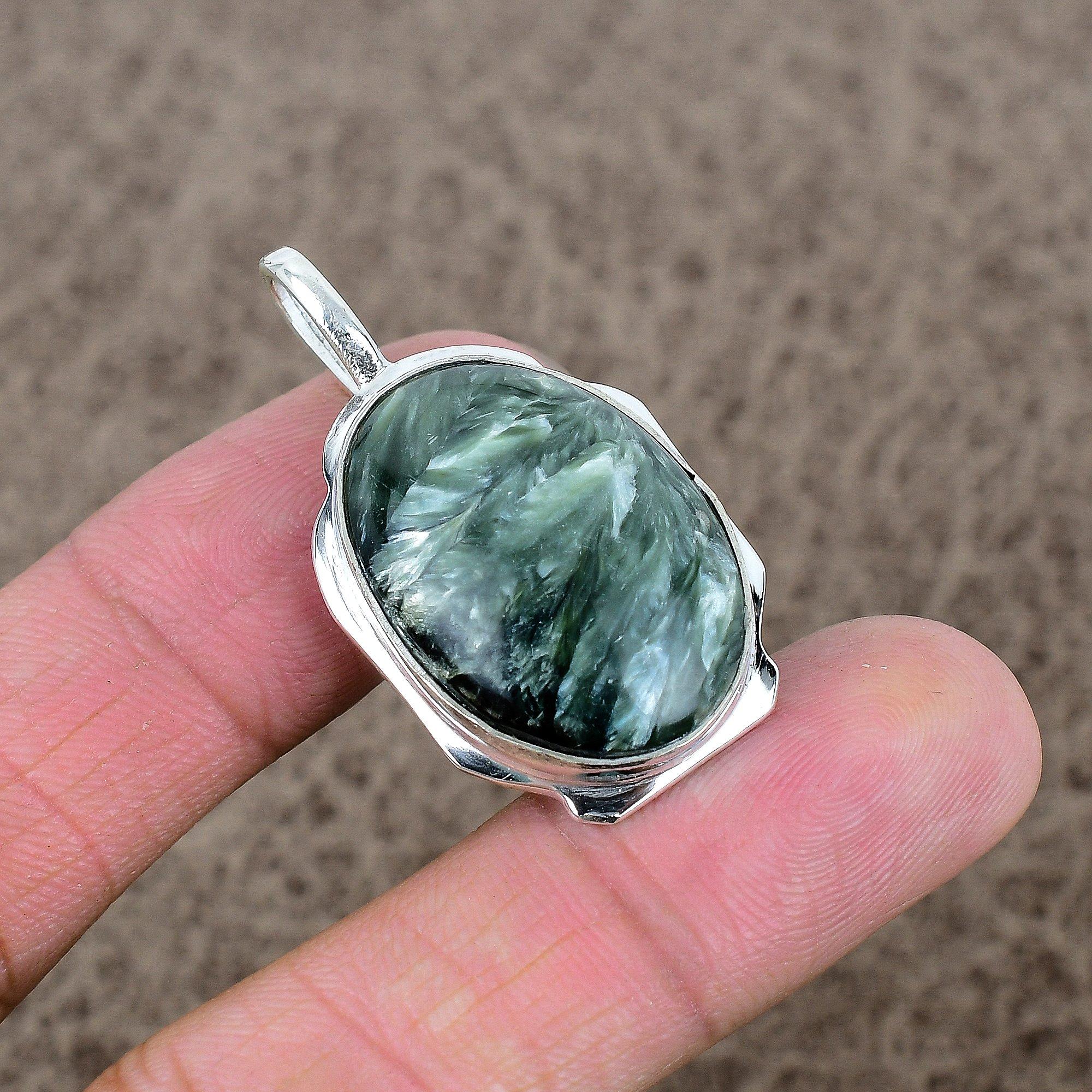 

Seraphinite Gemstone Handmade 925 Sterling Silver Jewelry Pendant 1.69 KKG-366