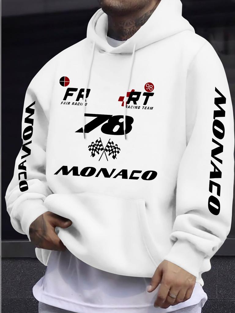 racing team front sleeve same print hooded sweater loose shoulder men and women
