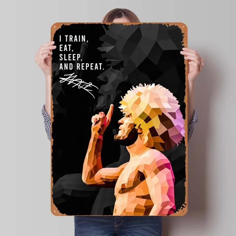 Khabib Metallskylt Boxningsaffischer Dekoration för Heminredningsartiklar Vintage Plåtskylt Plakett för Väggkonstdekoration Kaffebar