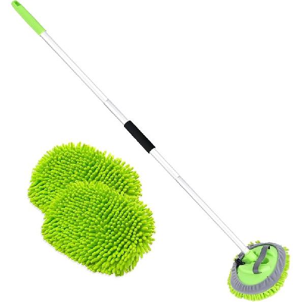 Windshield Cleaner, Car Windshield Cleaning Tool With 3 Reusable And Washable Microfiber Pads And Extendable Handle Microfiber Car Window Cleaner