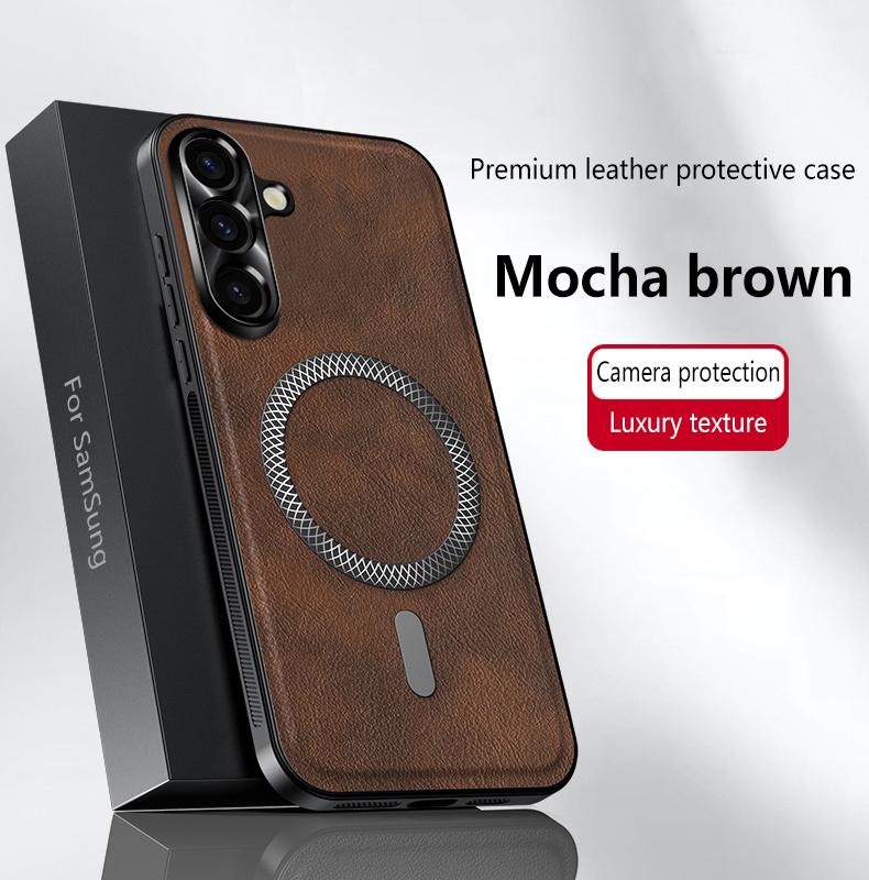 Retro Leather Magnetic Phone Cases For Samsung Galaxy A16 A25 A34 A52 A53 A54 A55 5G Metal Camera Protection Shockproof Cover