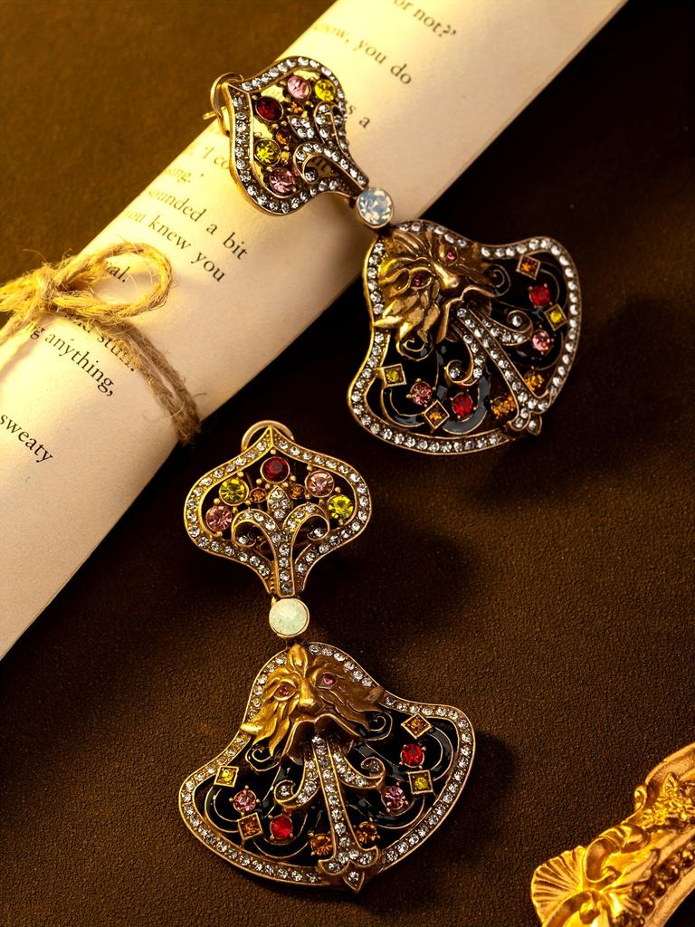 European and American Exaggerated Enamel Temperament Personality Classic Classical Fashion Heavy Industry Ethnic Style Earrings and Studs