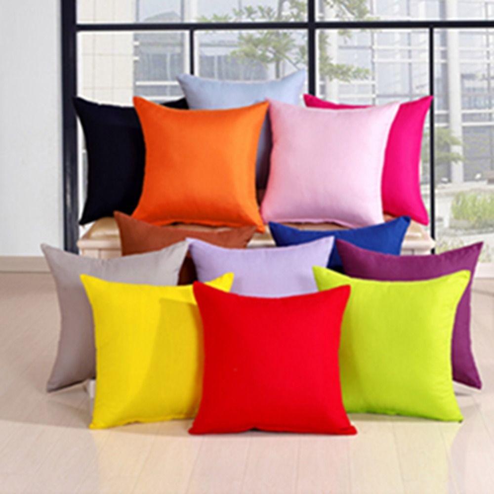 Simple Solid Color Pillowcases Colorful Cushion Cover Candy Color Pillow Case Cover Car