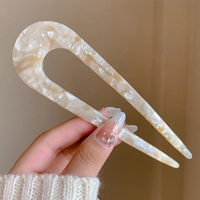 

Chinese Minimalist Leopard Print Acetate Geometric U-shaped Women s Hair Clip Elegant and Retro Coiled Hair Accessory Hairpin