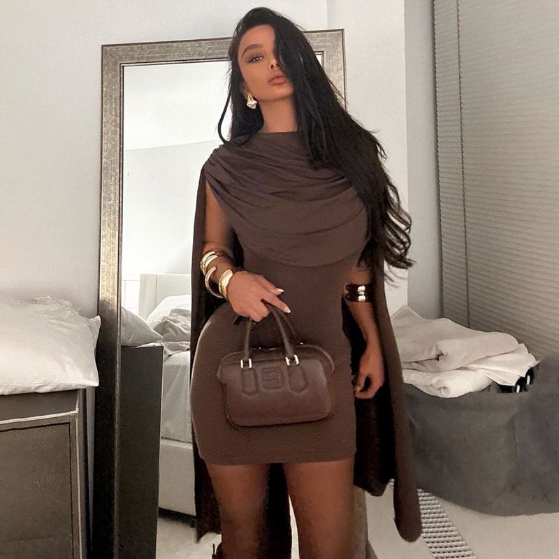 , European and American Foreign Trade Women clothes 2025 New Slim fit Swing Collar Design Sleeveless Sexy Hot Girl Outfit Temperament Dress Female