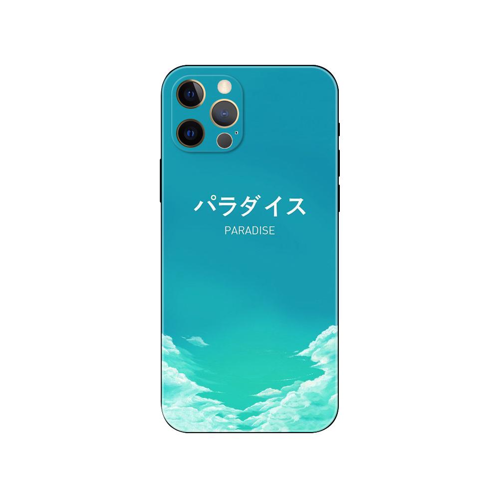 Paradise Japanese aesthetic phone case for iphone 5 2020se 6 6s 7 8 plus x 10 XR XS 11 12 13 mini pro MAX black tpu back cover
