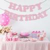 Whaline Light Pink Glitter Happy Birthday Banner Hot Girl Party Decoration Summer Hanging Garland for Pink Birthday Baby Shower Party Backdrop
