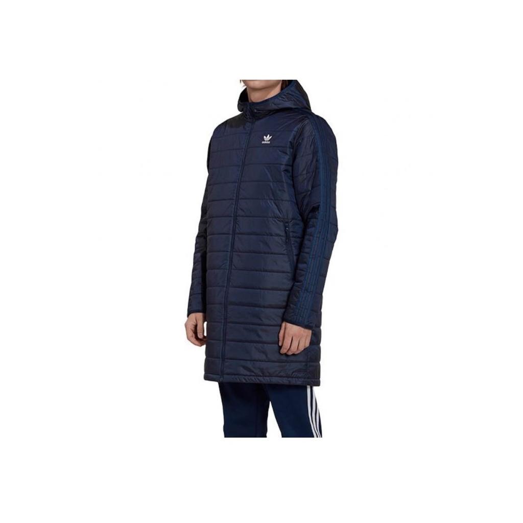 Adidas Pánská středně dlouhá teplá sportovní bavlněná bunda s kapucí Svrchní oblečení Modrá HM2460