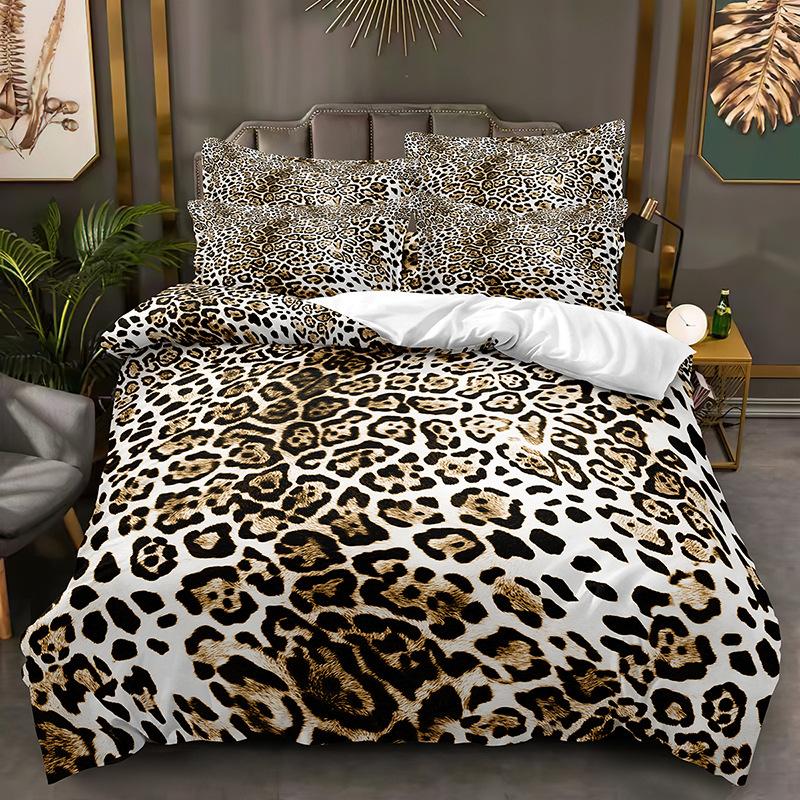 Leopard Print Texture Series Three-Piece Set, Duvet Cover, Grinding Kit Digital Printing