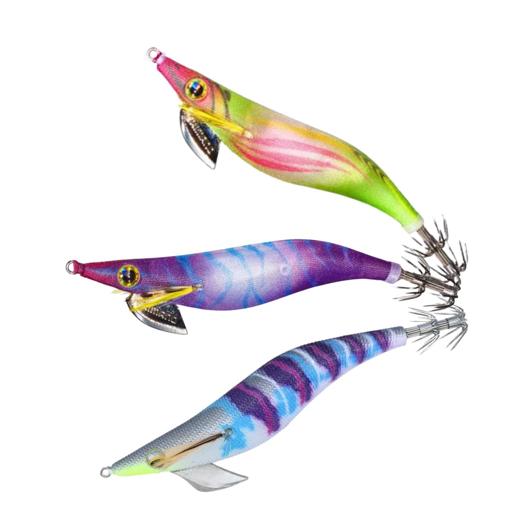 Complete set of Shimano and Daiwa squid Sephia Clinch Flash Boost and Emeraldas Rattle Shimano Daiwa Bigfin reef Squid Pier lure includes 2 Shimano