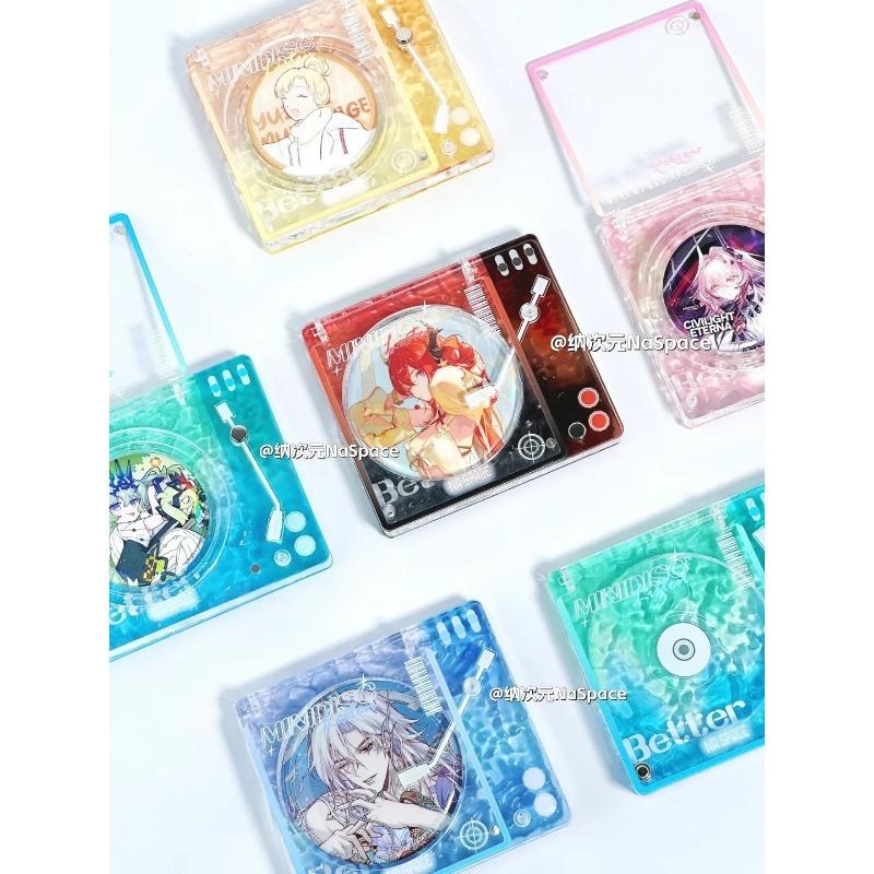 Water Ripple Record Player Shape Clear Acrylic Badge Display Stand Desktop Storage