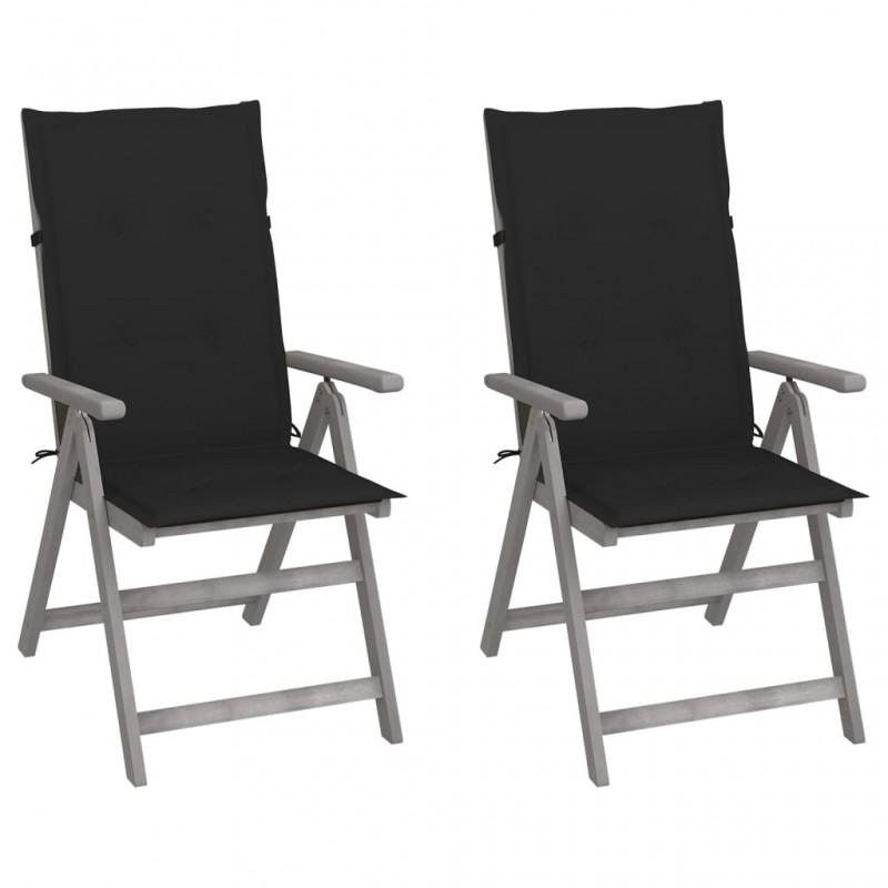 Day and Night - Day and Night Reclining Garden Chairs and Cushions 2 Pcs Solid Acacia Wood