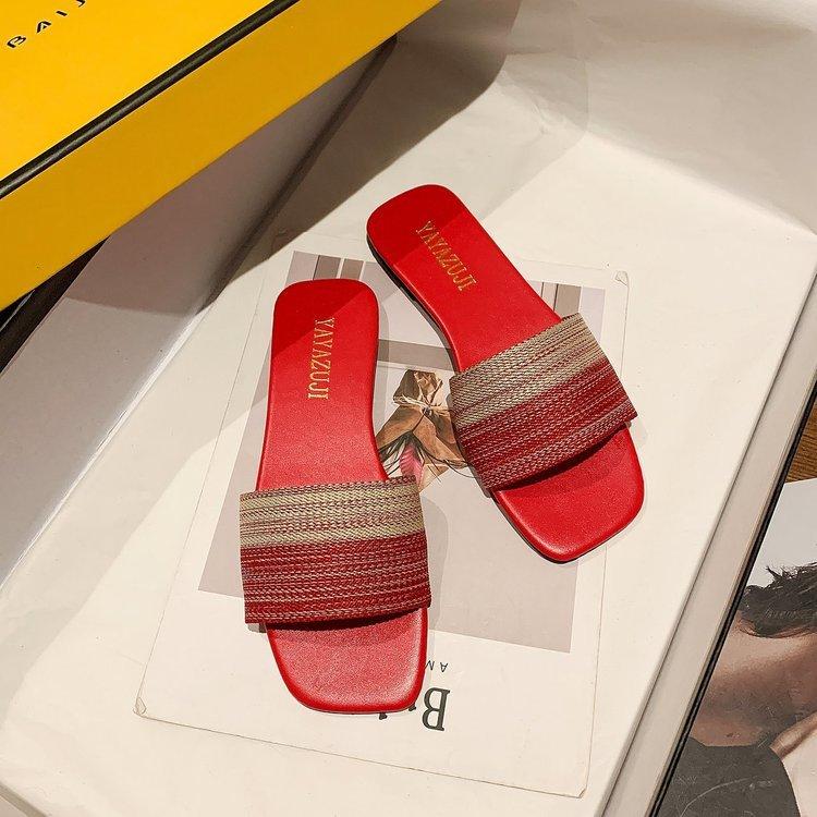 Productos nuevos de gran tamaño volando sandalias tejidas y zapatillas 2021  verano nueva palabra casual playa arrastrar cómodo casual femenino  arrastrar comprar a buen precio — entrega gratuita, reseñas reales con  fotos — Joom