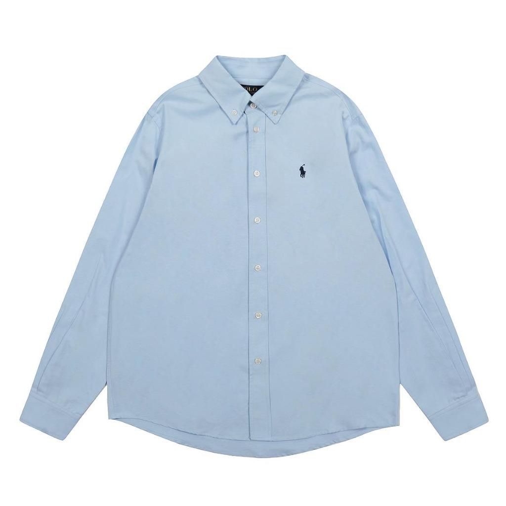 Unisex Classic RL Old Money Embroidered Horse Long Sleeve Casual Shirt