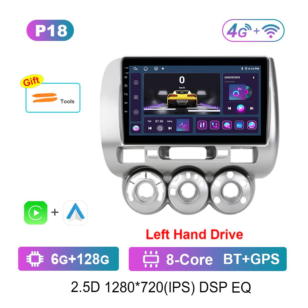 Left Hand Drive 9'' for Honda Jazz 1 GD 2001 - 2008 Car Radio Multimedia Player Android Intelligent System GPS Navi WiFi+4G BT