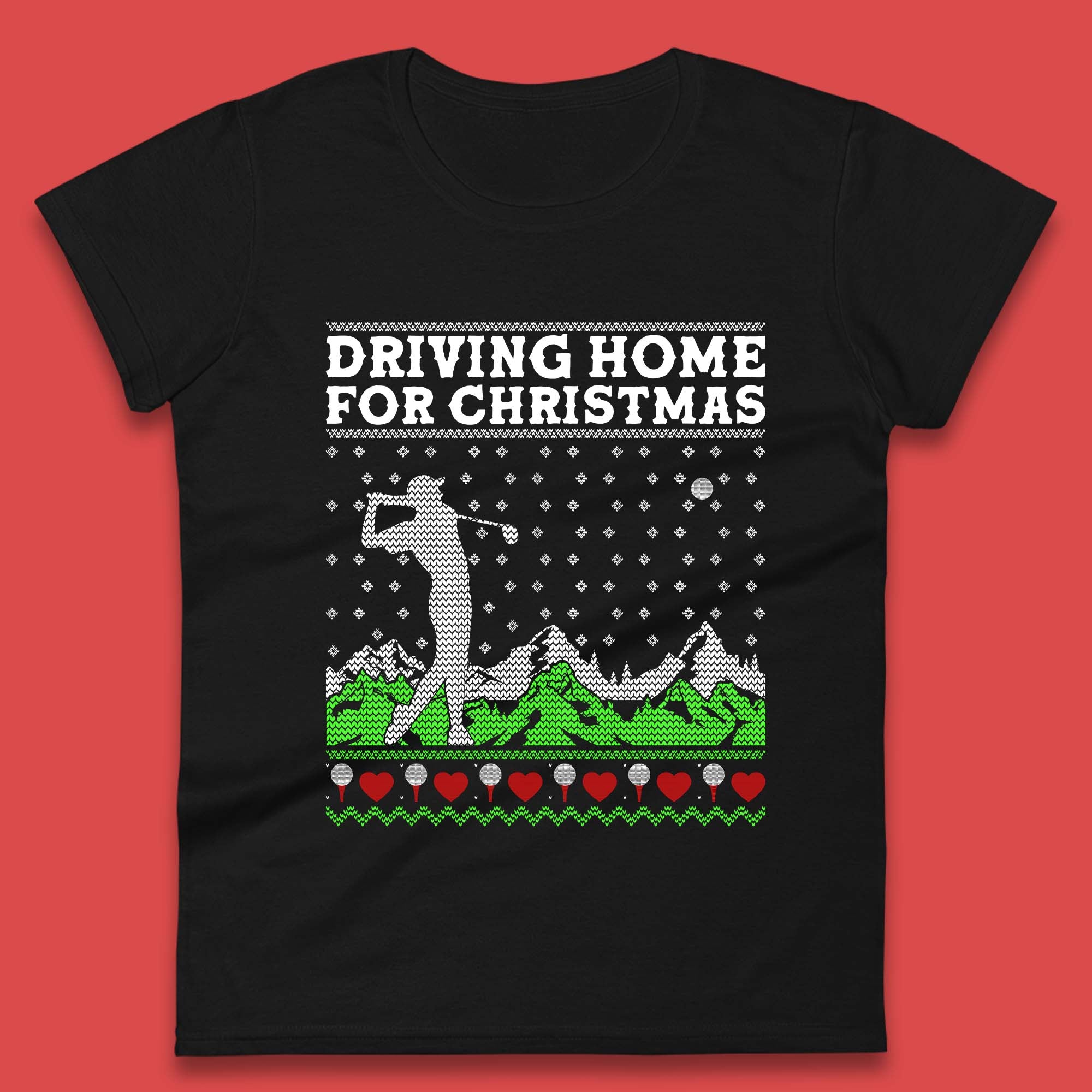 Driving Home For Christmas Golf Womens T-Shirt Mens Tops Tees Unisex 3XL