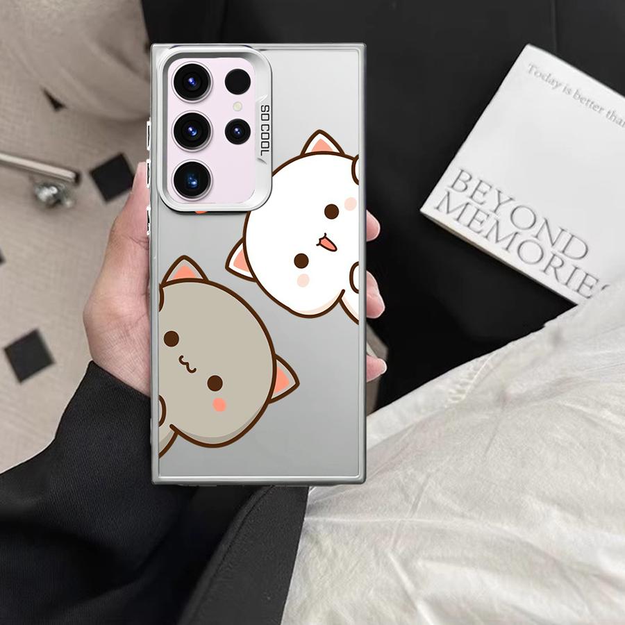 Phone Case for Samsung Galaxy S23 S24 S25 Ultra S20 S22 S23 FE Note 20 S21 Plus S24FE Shell Cover Cute Cartoon Cat Couple