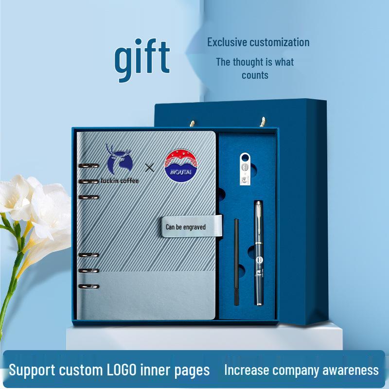 Custom A5 Ring Binder Notebook Gift Set with Logo - Holiday Souvenir Box