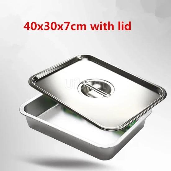 304 Stainless Steel Plate Tray Rectangular Square Oven Tray Baking Pot Dish Deep Japanese Barbecue Bbq Cafeteria Storage Trays