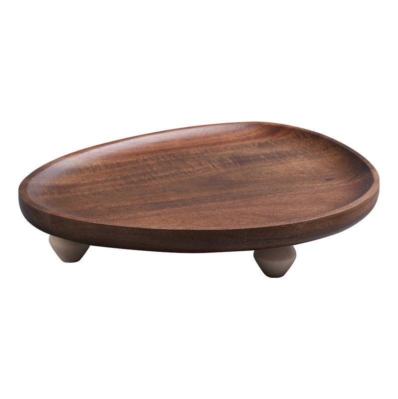Akazienholz, Tablett, Chinesischer Stil, Holz, Hochbeiniges Tablett, Unregelmäßig, Obsttablett, Dim Sum Tablett, Snackaufbewahrung, Haushaltsaufbewahrungstablett