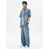 Lightweight Half-Banding Carpenter Denim Pants Blue
