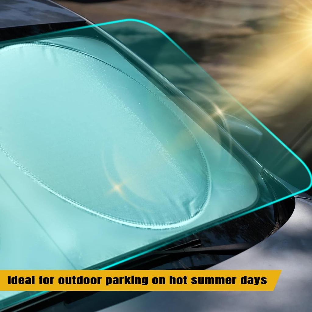 Wuyaoyao Car Windshield Sun Shade, 74.8"×35.4" Foldable Sunshade for Car Windshield, Front Window Sun Blocker for Heat & UV Ray Protection, Sun