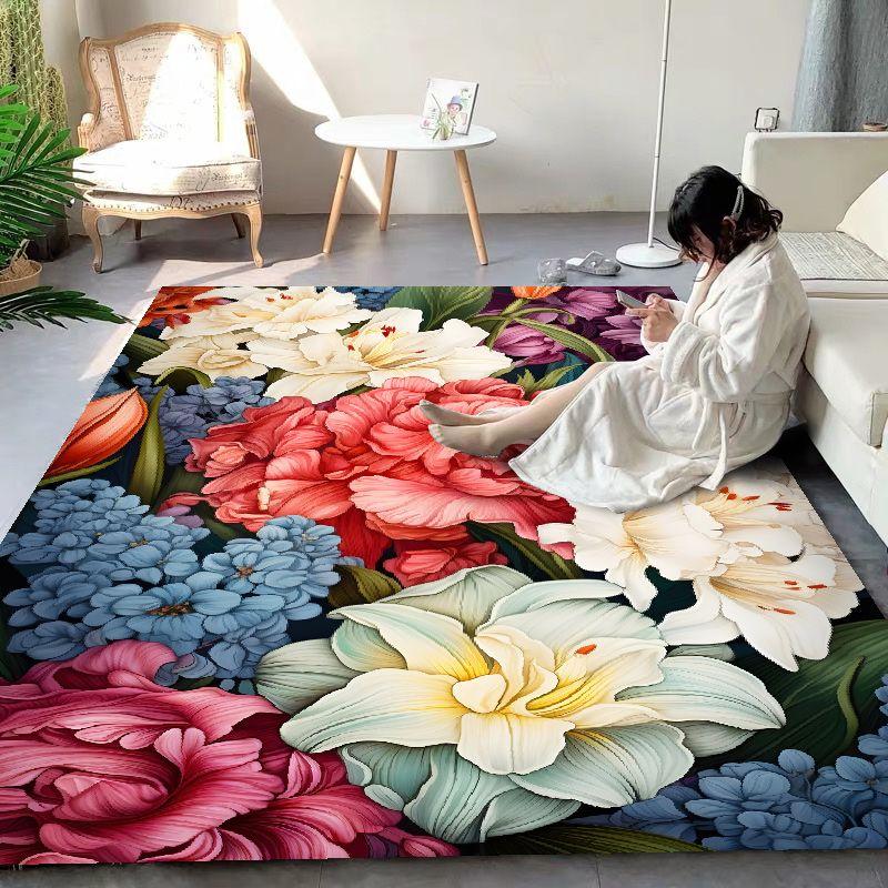Red Rose Bedroom Carpet Blanket Living Room Coffee Table Floor Mat Washable Custom Mat Door Mat Full of Bay Window Balcony Mat