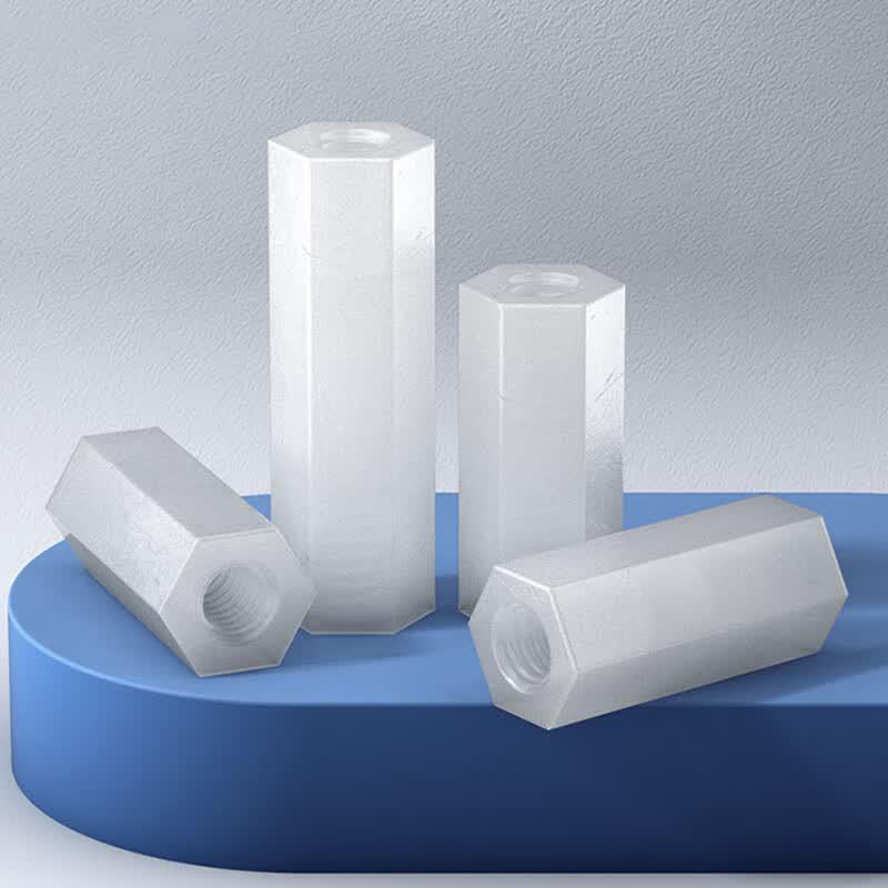 White Nylon Double-Pass Hexagonal Standoff Spacer Studs