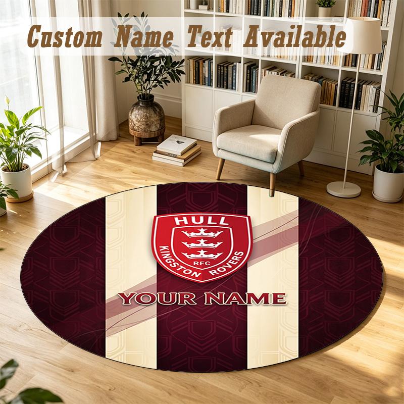 Round Rug Custom NameHull KR Pattern Non Slip Carpet Home Floor Decor