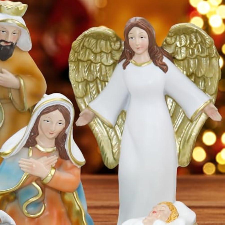 11 PCS Nacimiento De Jesus Para Navidad Pequeños Para El Hogar 6 Inch Resin Small Nativity Set Indoor Tabletop Decor Little Peo