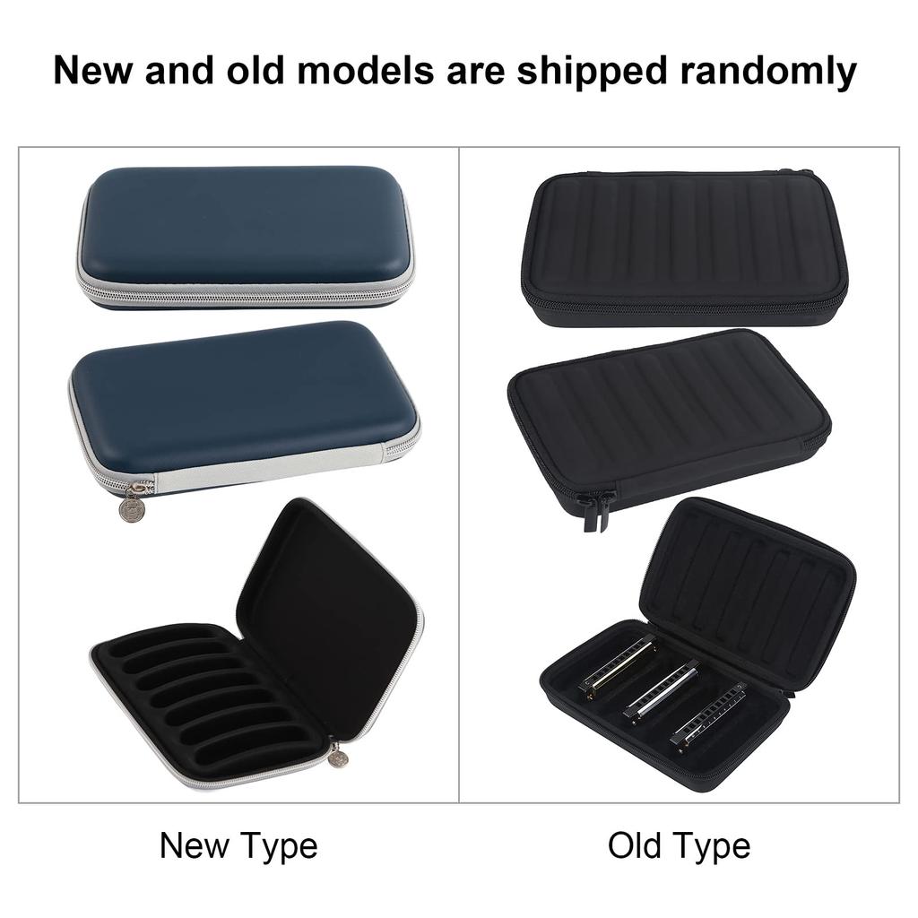 Alomejor Harmonica PU Holds 7 Portable Storage Bag for Harmonicas Case, Leather, Harmonicas, Semi-Hard, Durable, Practical, 10-Hole