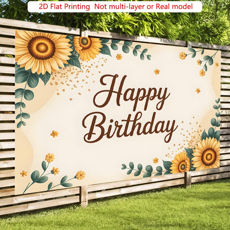 Party Backdrop Floral Greenery Flat Sunflower Celebration Photo Booth Front Door Decor