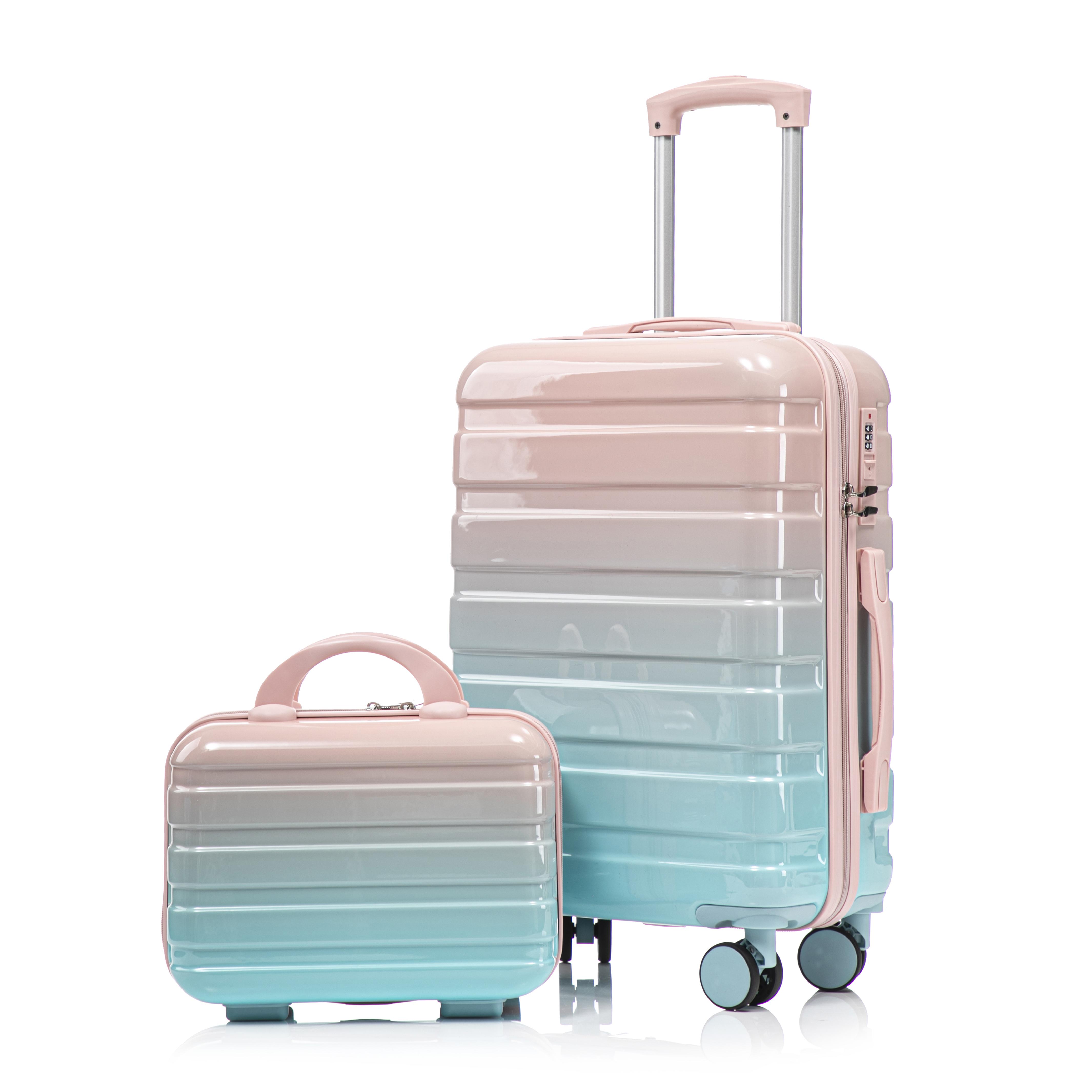 Zestaw 2 walizek PC Spinner 14 /20 z zamkiem szyfrowym i kosmetyczką 14 (Różowy) 36 x 21 x 55 cm różowy