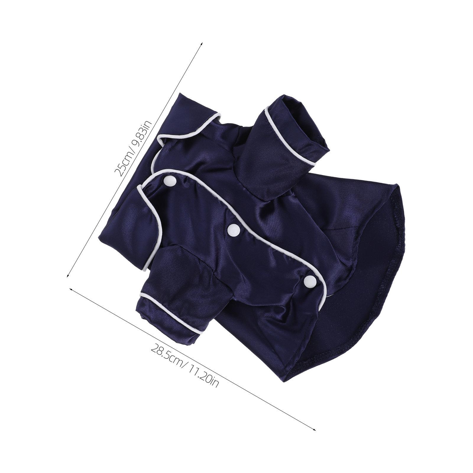 

1Set Soft Lapel Dog Pajamas Silk Satin Two-Legged Sleepwear Shirt for Puppy Cat Small Dogs 3-3.5kg Breathable Loungewear Cosplay темно-синий