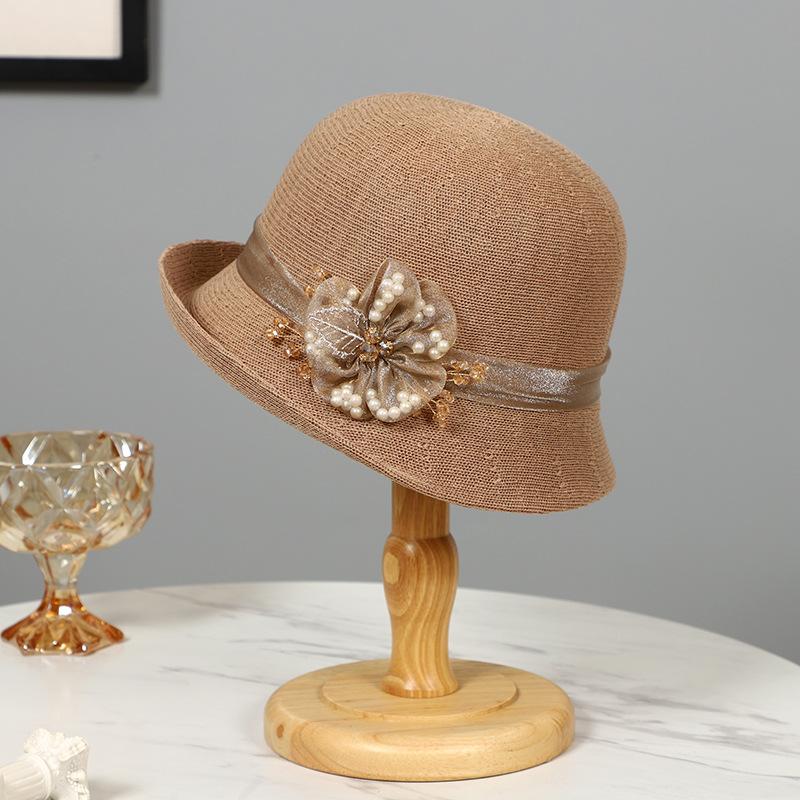 British retro crimped small edge top hat women's fashion face covering sunscreen basin hat spring and summer travel breathable sun hat