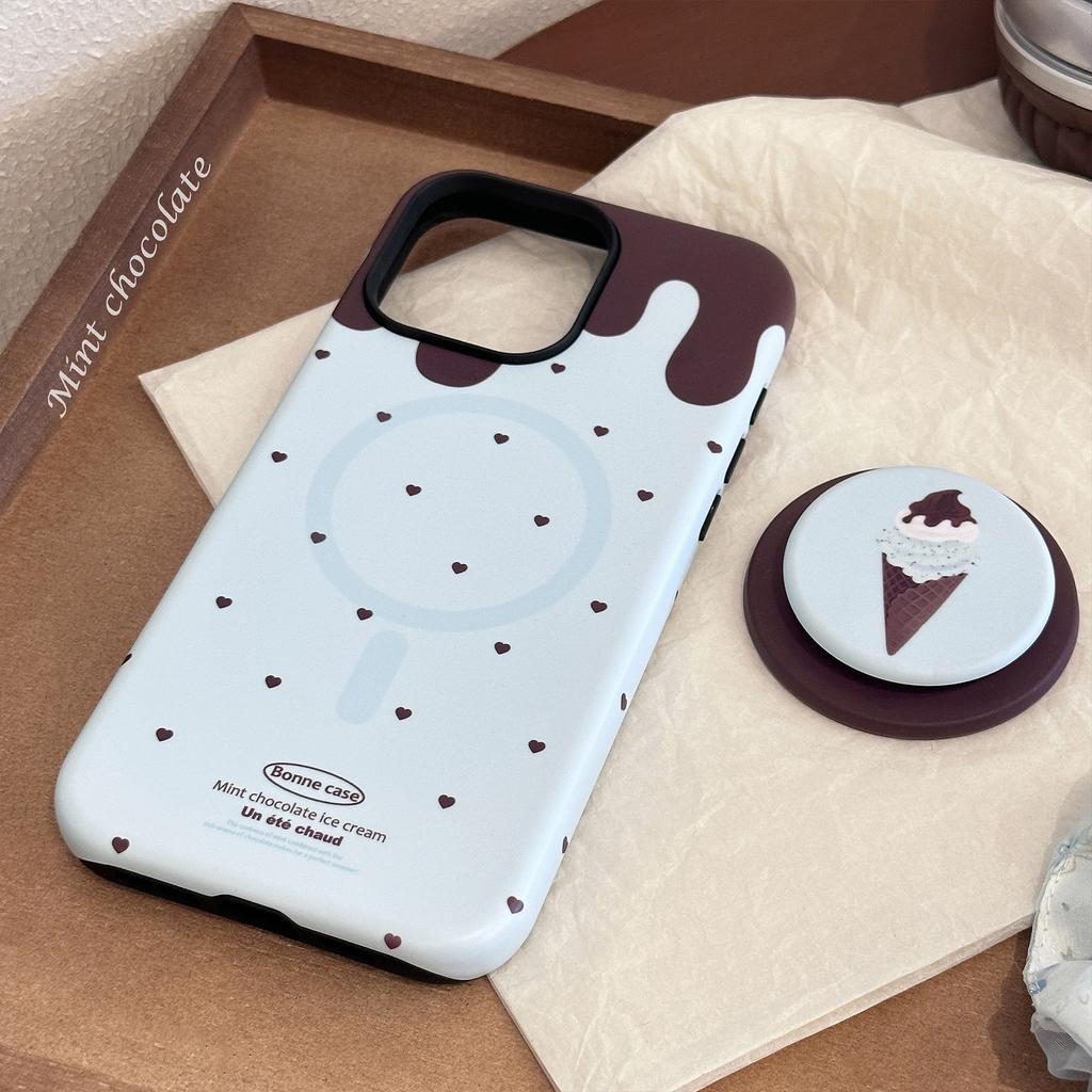 Magnetic Bracket IPhone 16promax IPhone Case 14 Suitable for 13 Philly Mint Ice Cream Summer
