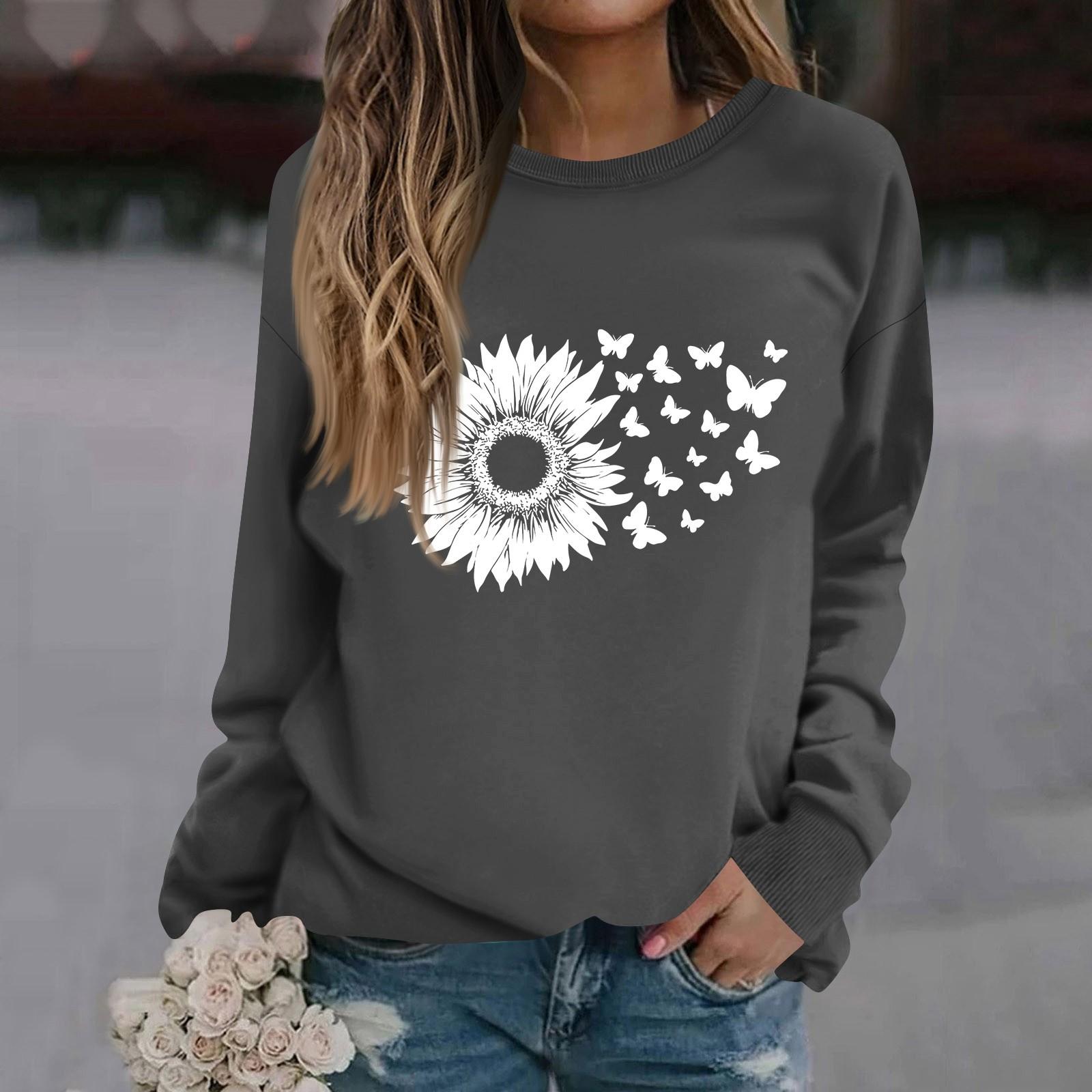 

Женская модная повседневная толстовка с длинным рукавом и круглым вырезом с принтом S