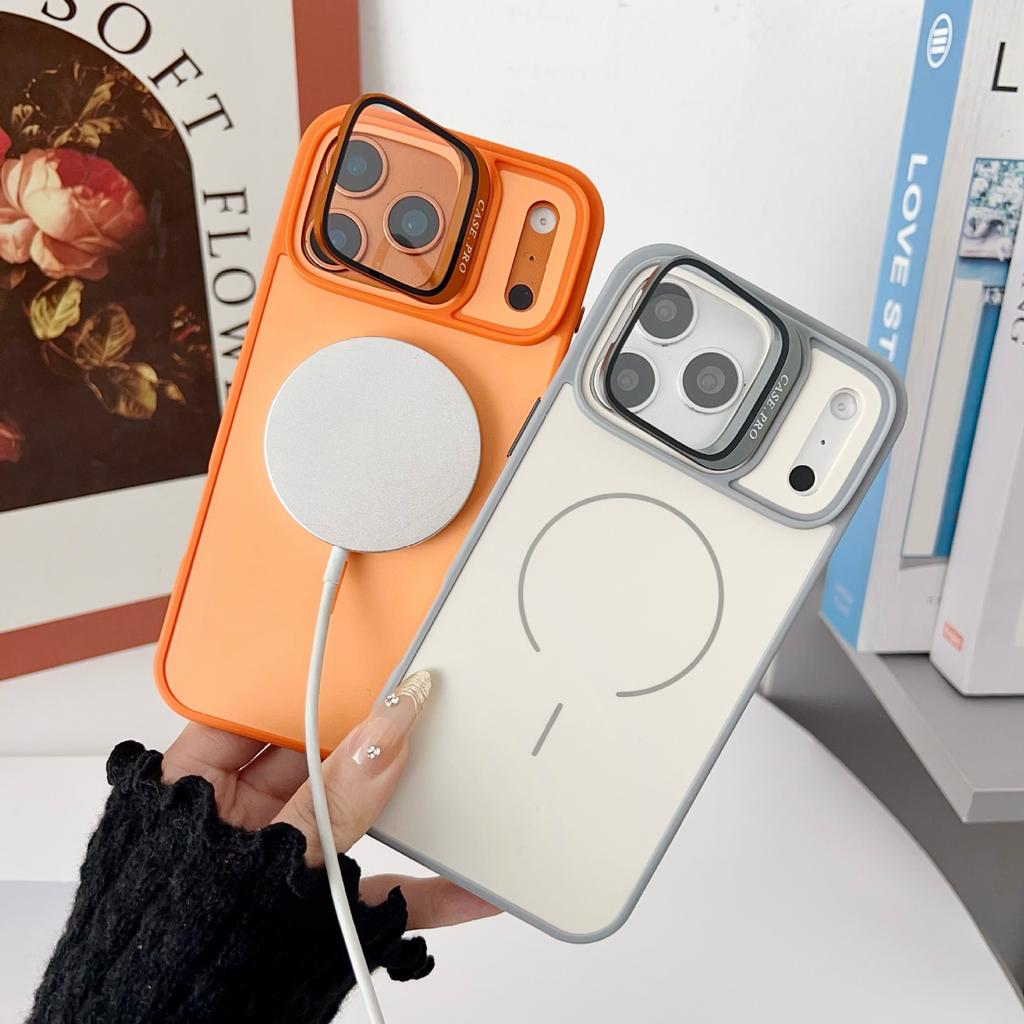 Applicable To iPhone18ProMax Mobile Phone Case Bright Color Contrasting Skin Feeling Apple 17 Lens Holder Anti-drop Magnetic Case