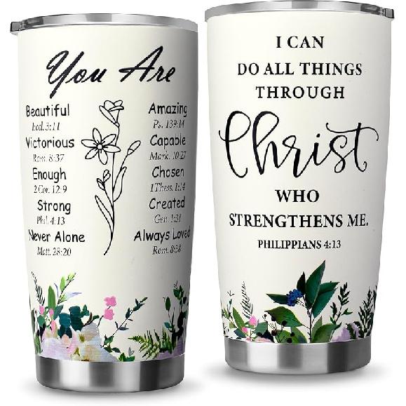 Christian Gifts for Women-Stainless Steel 20oz Tumbler Inspirational Religious Gifts- Christian Faith Jesus God Bible Verse Gifts You Are