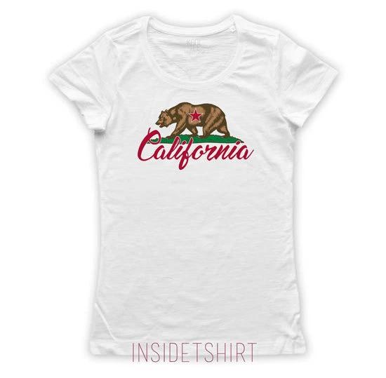 

CALIFORNIA T-SHIRT Womens Los Angeles West Coast Flag Bear Jersey T-SHIRT GIRL S
