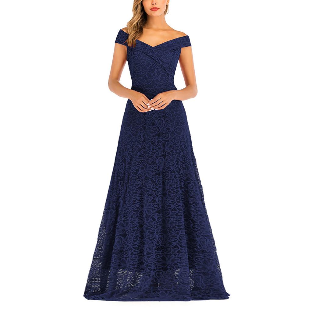 Modisches Damenkleid im Retro-Stil mit breiter Taille und genähter Spitze im Burst-Stil aus der Kollektion mit einfarbiger Taille und großem Saum