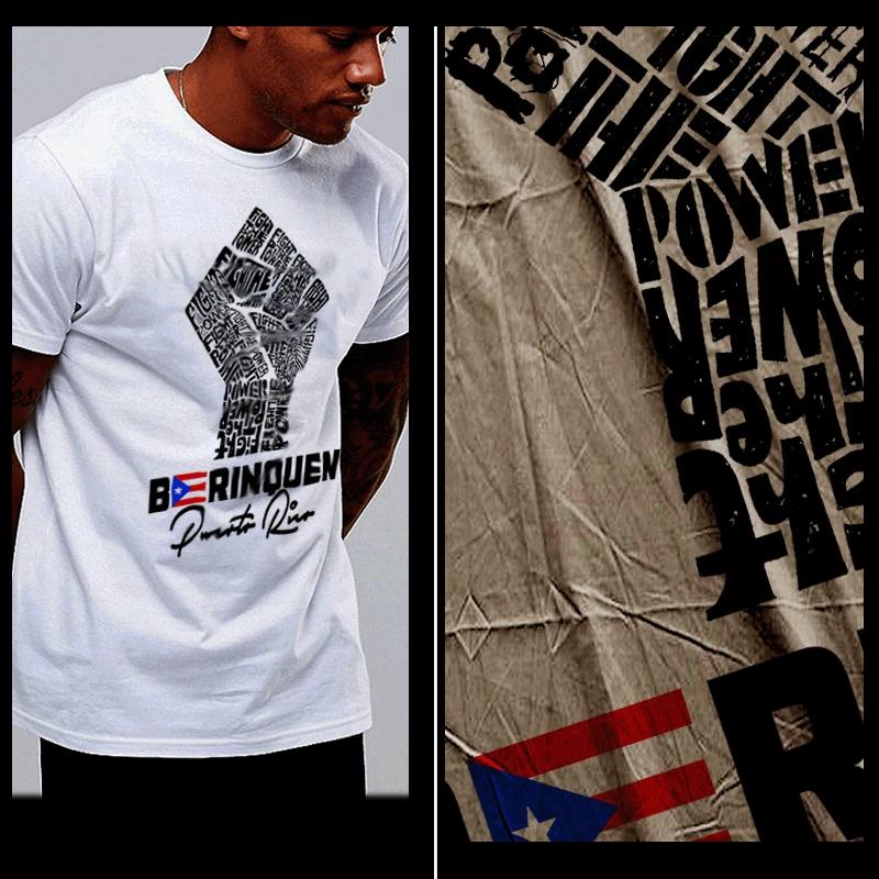 

Puerto Rico t-shirt Puerto Rican Flag Boricua, Taino, Borinquen fist White tee S