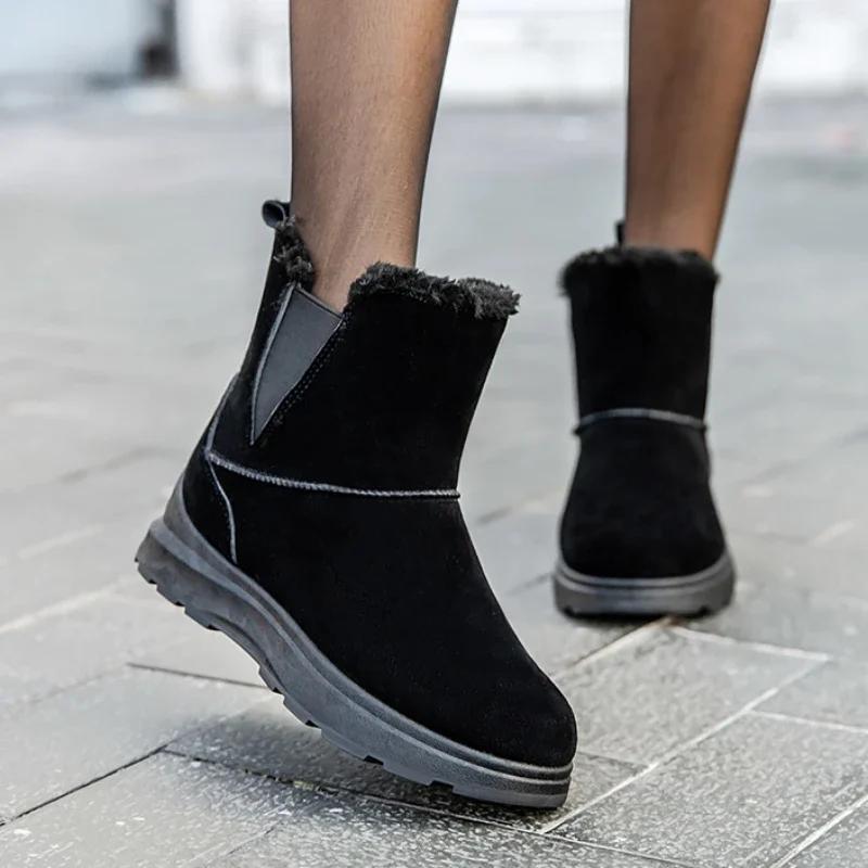 

Fashion Female Ankle Shoes on Slip Chunky Platform Promotion Large Size Ladies Booties Snow Boots Warm Winter Footwear Plus Protective 36