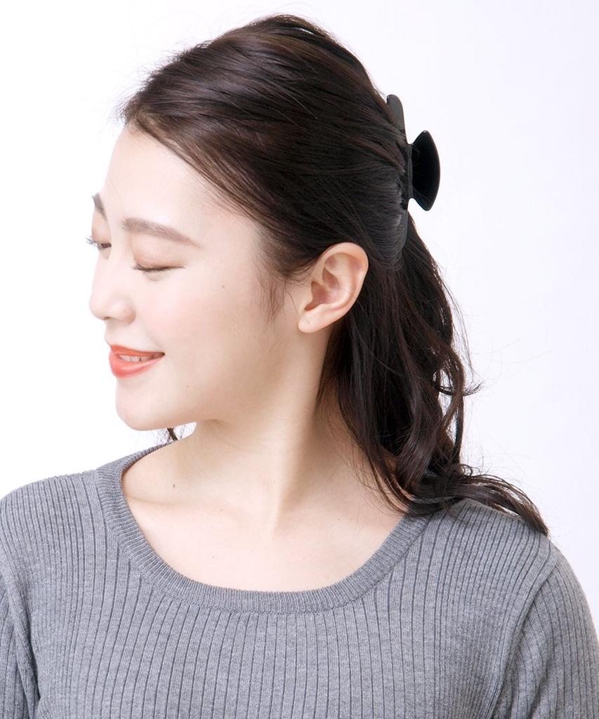 VINGTAINE Tortoiseshell Vance Clip L Simple Office Hair Clip Hair Accessory Black [Kobe Vantaine] H7074-BK-