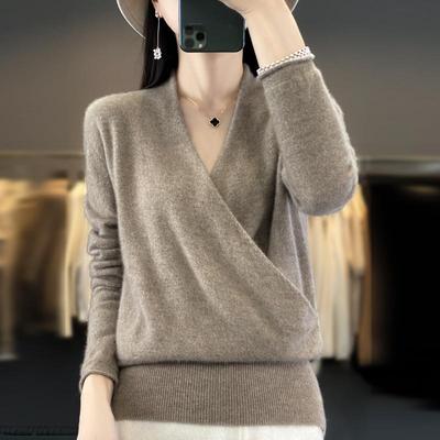Damen Kaschmirpullover Qinghe Cashmere 30% Kaschmir 70% Wolle Herbst und Winter Kaschmirpullover Weich und Warm