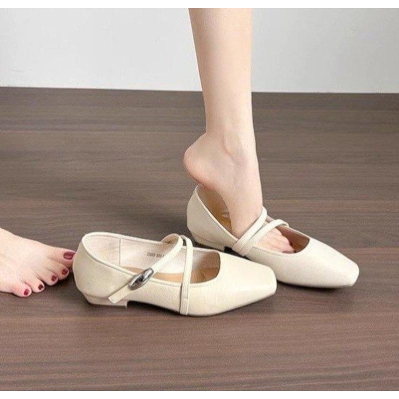 New Retro Style Thick Heels Women Mary Jane Shoes Shallow Pointed Toe Ladies Comfort Office Pumps Footwear Zapatos Mujer