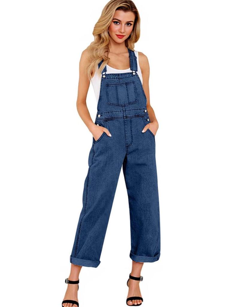 Plus Size Women's Casual Loose Denim Overalls