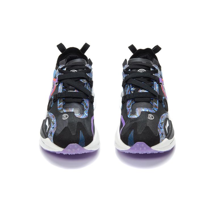 New LiNing Jueying CRC Running Shoes Women's Low Top Black/Fluorescent Grape Purple ARHR102-1